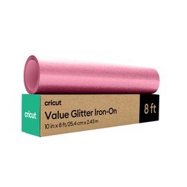 Cricut Value Glitter Iron On, Pink (10in x 8ft roll) - HTV Heat Transfer Vinyl