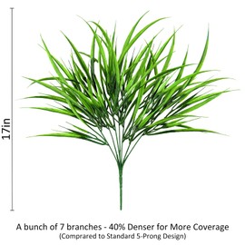 HERTSOLIS 16 Bundles Artificial Outdoor Plants - Faux Grass Greenery UV Resistant Fake Plastic Plants Shrubs for Summer Garden Front Porch Patio Pathway Farmhouse Home Decor (Green)