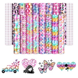 HTVSTD Pastel 3D Permanent Vinyl - 16 Sheets 12"x10" 3D Inflated Permanent Adhesive Vinyl Rainbow Permanent Vinyl Self Adhesive Vinyl Compatible with Cricut/Silhoutte Cameo