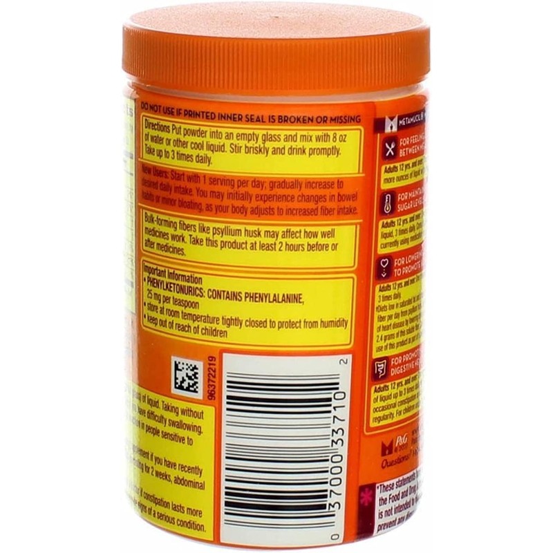 Metamucil Daily Fiber Supplement/Therapy for Regularity, Sugar Free, Orange Smooth,