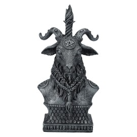 Pacific Giftware Mystical Baphomet Bust with Horns & Braided Beard, Artificial Stone, 20.5 cm, Black-Grey, Figure Statue