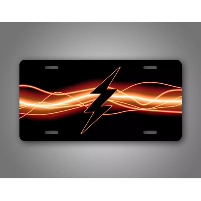 SignsAndTagsOnline.com Black Flash Lighting License Plate Dark Lighting Bolt Thunderbolt