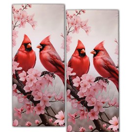 ainori Red Cardinal 2 Pack Hand Towels,14.5x28 Inch,Pink Floral Birds Kitchen Dish Towel Set Decor,Polyester,Absorbent,Versatile Decorative Handtowel for Bath,Bathroom,Laundry Room,Handtowels Gifts