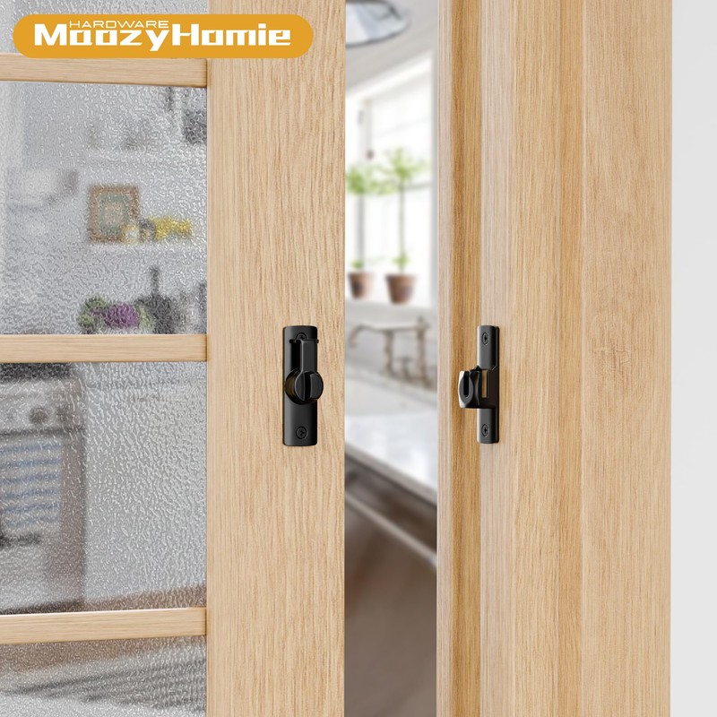 MaozyHomie Flip Door Latch, 90/180 Degree Barn Door Latch, Black