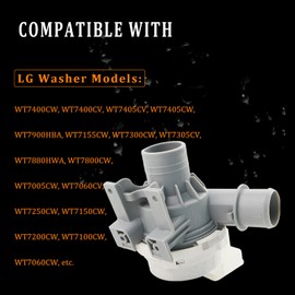 Washer Drain Pump Assembly Compatible with LG Washer Replace EAU63743803, NTWC021S03, NTWC021SA3, AHA75673404