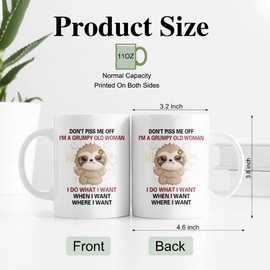 RZHV Don't Piss Me Off I'm A Grumpy Old Woman I Do What I Want 11 Oz Novelty Mug, Funnny Office Ceramic Mug, Humour Sweary Gifts, Offensive, Sense of Humour, Funny Quote, Humor Gifts for Friends