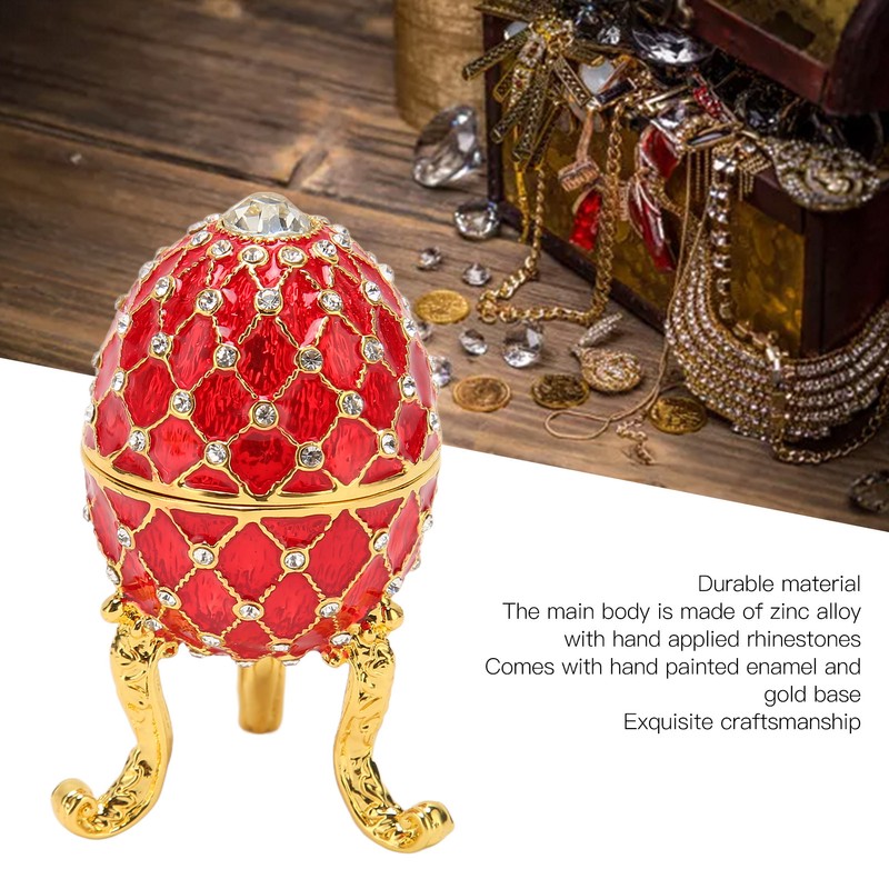 Egg Shaped Trinket Box Zinc Alloy Hinged Jewelry Ring Holder