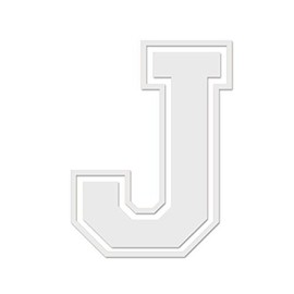 Applicable Pun Varsity Letter J - Vinyl Decal for Outdoor Use on Cars, ATV, Boats, Windows and More - White 6 Inches Tall