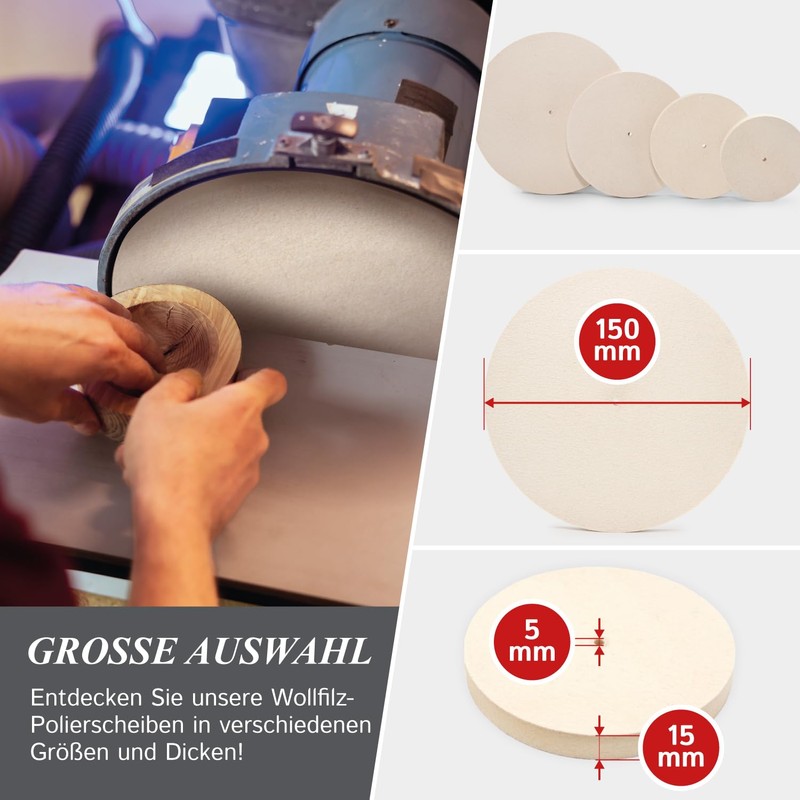 Polishing Wheel for Felt Sanding Block (95% Wool) with Hole,