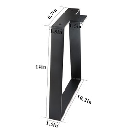 ALXEH 14 Inch Trapezoid Table Legs Black, DIY Furniture Metal Legs for Coffee Table, Bench Stool Cabinet Furniture Feet - Set of 2