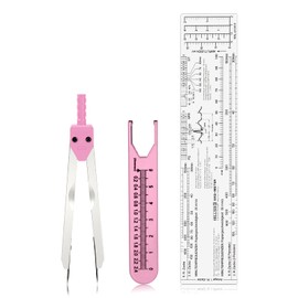 ECG Caliper and Ruler Set, Electrocardiogram Divider for Nursing, Stainless Steel EKG Caliper Electrocardiography Measuring Tool for Doctors, Nurses, Medical Student Rhythm Strip Interpretation - Pink