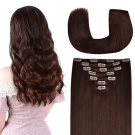 22 Inch Clip-in Hair Extensions Remy Human Hair for Women - Soft Handmade Real Human Hair Clip in Extensions, Straight, Thick, 165g 7pcs Medium Brown #4 Color