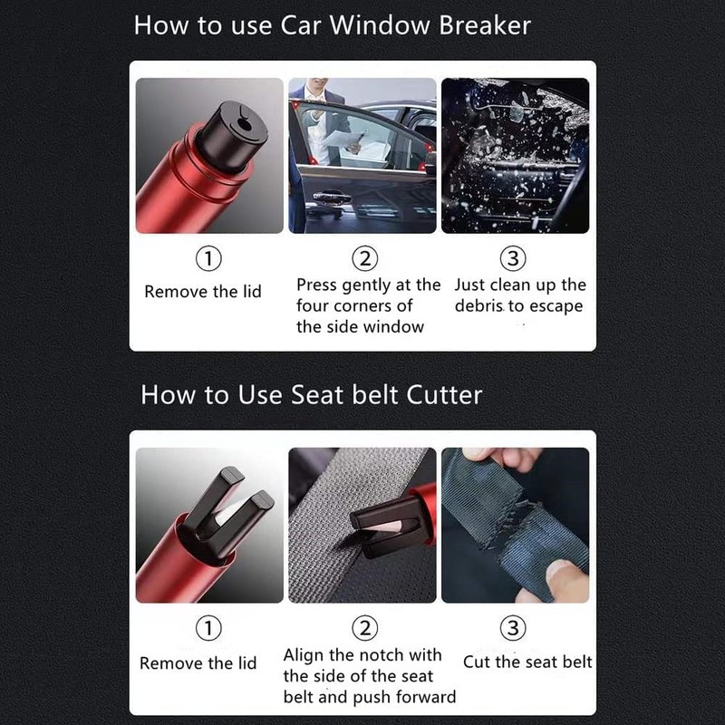 HHXS Window Breaker Seatbelt Cutter, 2 Pack Car Escape Tool