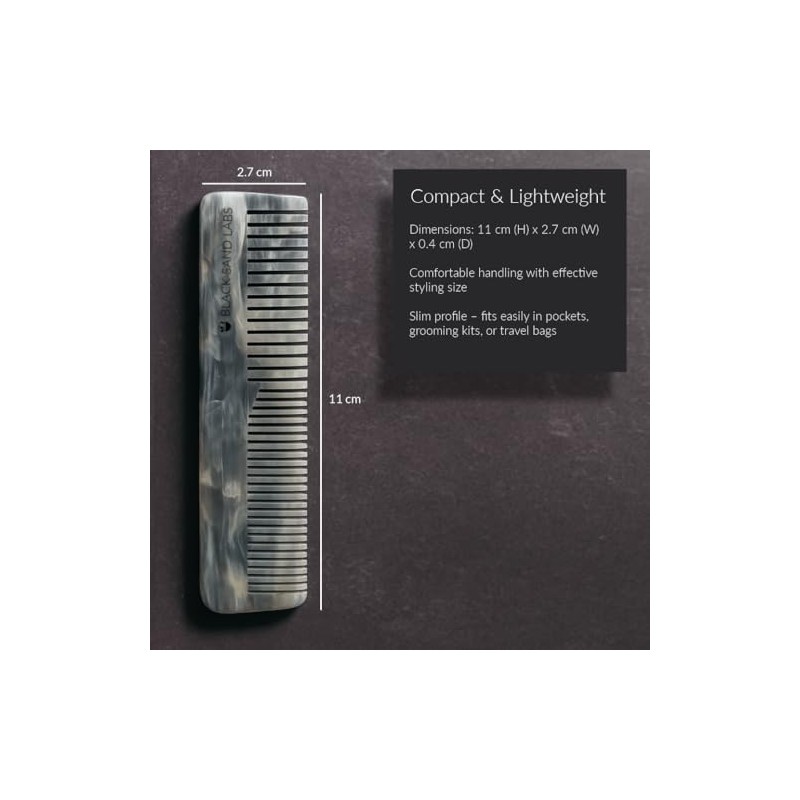 Beard & Moustache Pocket Comb - Handmade Cellulose Acetate -