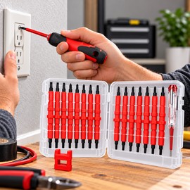 31-in-1 Insulated Screwdriver Kit – Interchangeable Bits with Magnetizer/Demagnetizer and Storage Case for Electrical Work