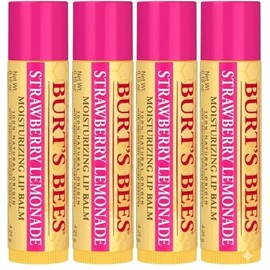 Burt's Bees Bálsamo labial hidratante de limonada de fresa 100% de origen natural, 0.15 onzas (paquete de 4)