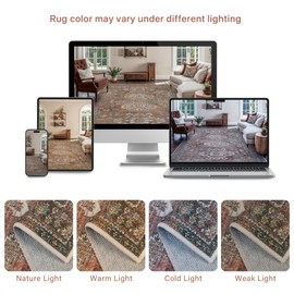 Bavni Washable Runner Rug 2X5, Non Slip Runners for Hallways,Print Vintage Aesthetic Chenille Carpet Runner, Low Pile Ultra-Thin Rugs for Kitchen Bedroom Entryway Bedside, Brick