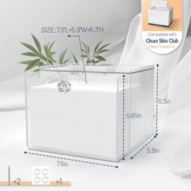 Jumyee Disposable Facial Towel Storage Box, Acrylic Facial Towel Storage Box with Drawer Compatible with Clean Skin Club Clean Towel XL, Wall-Mounted Disposable Face Towel Holder, Face Towel Luxe Box