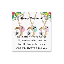 BFF Necklaces for 3 Sloth Moon Pendant Friendship Necklace Best Friend Birthday Gifts for Women Sister Best Friend Graduation Gift (Sloth-BFF)