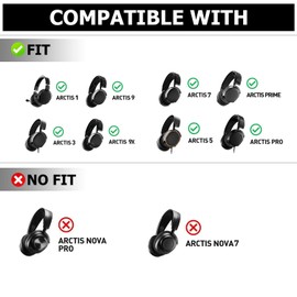 UMVowuxa Arctis7 Fabric Replacement Ear Pad Cushion Compatible with Wireless Gaming Headset Headphones for SteelSeries Arctis9, Arctis7, Arctis5, Arctis3, Arctis1, Arctis Pro (Black)