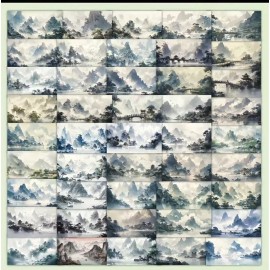 Unbranded 10pcs Asian Landscape Watercolor Stickers- Scrapbook, Journal, DIY Crafts