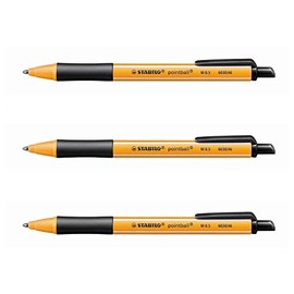 Ballpoint - STABILO pointball - Wallet of 3 - Black