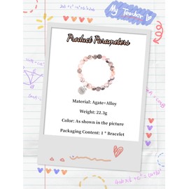 GAUEIOUR Teacher Appreciation Gifts Bracelets,Teacher Agate Alloy Bracelet, Elastic Bead Apple Pendant Bracelet Jewelry, Unisex, Teacher Jewelry Gift