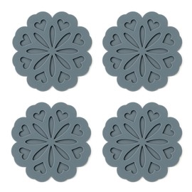 Set of 4 Silicone Trivet Mat - Hot Pot Holder Hot Pads for Table & Countertop - Trivet for Hot Dishes - Non-Slip & Heat Resistant Modern Kitchen Hot Pads for Pots & Pans, Grey