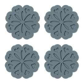Set of 4 Silicone Trivet Mat - Hot Pot Holder Hot Pads for Table & Countertop - Trivet for Hot Dishes - Non-Slip & Heat Resistant Modern Kitchen Hot Pads for Pots & Pans, Grey