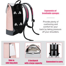 BUBM Women's Laptop Backpack for 15.6 Inch Simple and Elegant Backpack for Travel, University, School and Office (Pink)