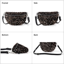 LIKEBAG Sparkly Sequin Fanny Packs Glitter Waist Bag with Adjustable Strap for Women Girls Unisex (Golden)