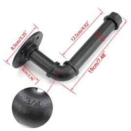 BTSKY Antiker Toilettenpapier-Halter aus Industrie-Rohr, schwarz