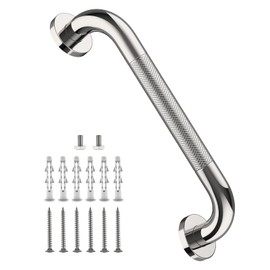 12 Inch Stainless Steel Chrome Shower Grab Bar, ZUEXT Bathroom Balance Bar, Safety Hand Rail Support, Handicap Elderly Injury Senior Bath Assist Handle