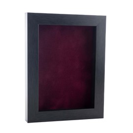 24x36 Shadow Box Frame Charcoal Gray Wood | with a 3/4" Usable Display Depth | Includes a Dark Berry Real Suede Texture Acid-Free Backing Board, UV Resistant Acrylic, and Hanging Hardware