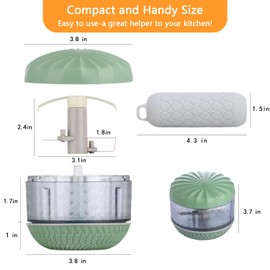 BRIDZON, Portable Hand-Powered Garlic Mincer, Mini Manual Food Chopper for Small Kitchen, Multi-Use Onion Cutter for Garlic, Vegetables Ingredients, Ginger, Fruits, Set with Peeler (Mint Green)