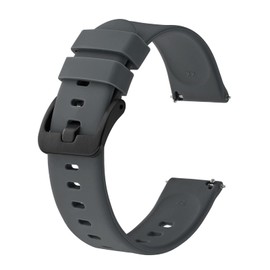 BISONSTRAP Silicone Watch Bands, Slim Watch Straps with Quick Release, 22mm, Grey with Black Buckle