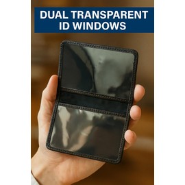 OODARN Slim RFID Blocking Leather ID Wallet, Brown Bifold Card Holder, Minimalist Design, Genuine Pebbled Leather | Bus Card Holder (Brown Milled)