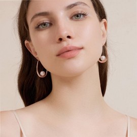 14k Gold Plated Lightweight Pearl Earrings,Trendy Jewelry,Teardrop Hoop Earrings for Women,Elegant Jewelry for Gifts, Brass, No Gemstone