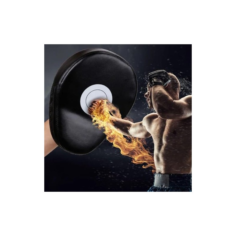 Boxing Training Focus Pad, Black Leather, Curved Design, Single Unit,