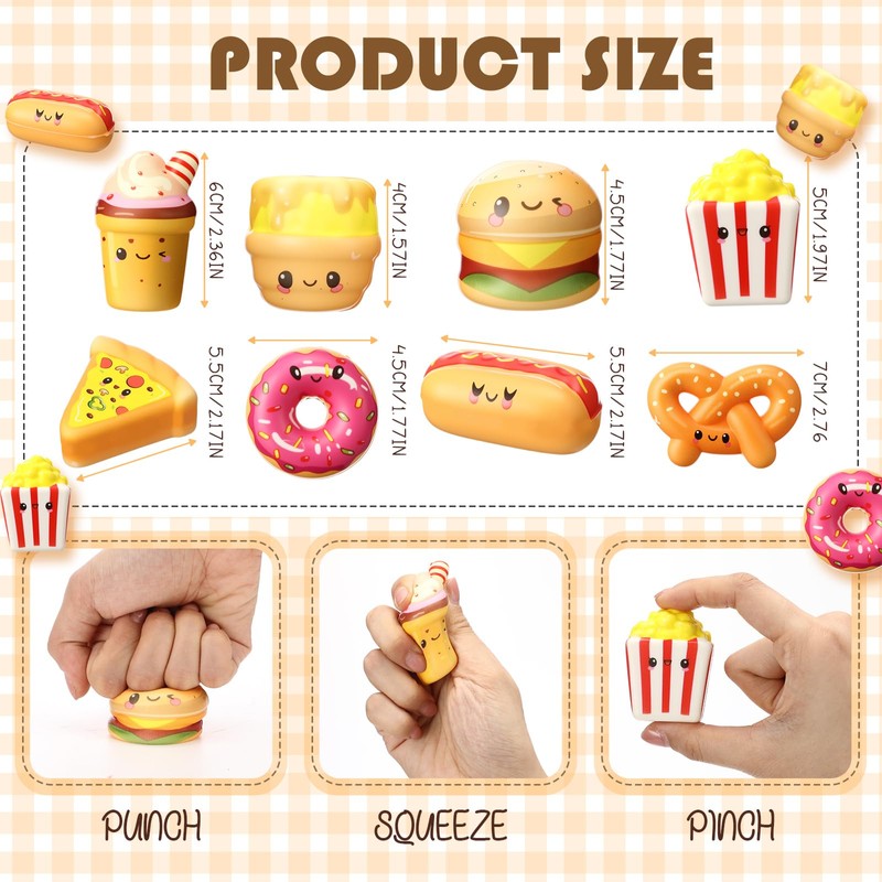 Hollowfly 56 Pcs Fast Food Stress Balls Bulk, Stress Relief
