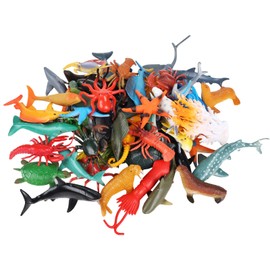 Nabance Sea Animals Figures Toys, 52PCS Plastic Sea Creatures Toys for Bath, Mini Sea Life Animal Toys, Realistic Sea Life Figures, Educational Toys for Kids Gift