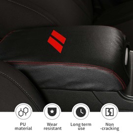 Linskip Center Console Armrest Pad Cover Compatible with 2011-2023 Dodge Charger & 2015-2022 Chrysler 300, Leather Arm Rest Cover for Chrysler 300 Interior Accessories(Black Red)