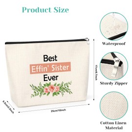 Sister Gifts from Sister Makeup Bag Friendship Gift for Sister Inspirational Gifts for Sister Cosmetic Bag Wedding Birthday Christmas Graduation Gift for Sister Women Travel Zipper Makeup Bag