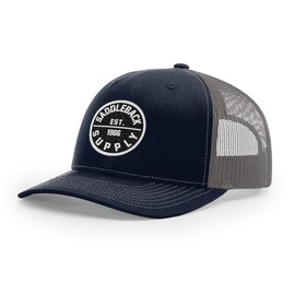 Saddleback Supply Classic Circle Patch - Six Panel Curved Bill Mesh Snapback Hats-OS-Navy/Charcoal