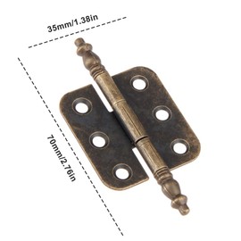 Dophee 2Pcs 35x70mm Antique Bronze Iron Crown Head 6 Holes Hinges for Vintage Wooden Box Toolbox Cabinet Cupboard