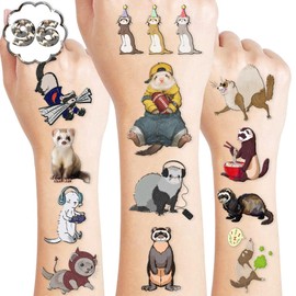 100 PCS Funny Ferret Decoration Birthday Party Decorations Favors Supplies Themed Decor Ferret Art Temporary Tattoos Stickers Girls Boys Classroom School Prizes Reward