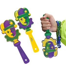 Mardi Gras Hand Clappers (set of 12) Fun Party Supplies and Noise Makers for Kids and Adults