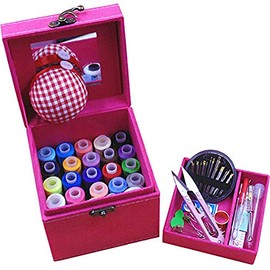 TINTON LIFE 2 Layers Sewing Kits with Vintage Box Sewing Accessories Supplies Kits for Adults Kids Beginner Travel Sewing Basket Metal Handle Rose