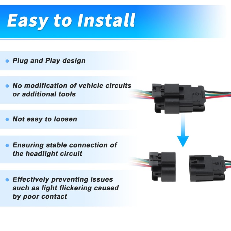FUELHOOD Male and Female Headlights Connector Harness Plug Wire for