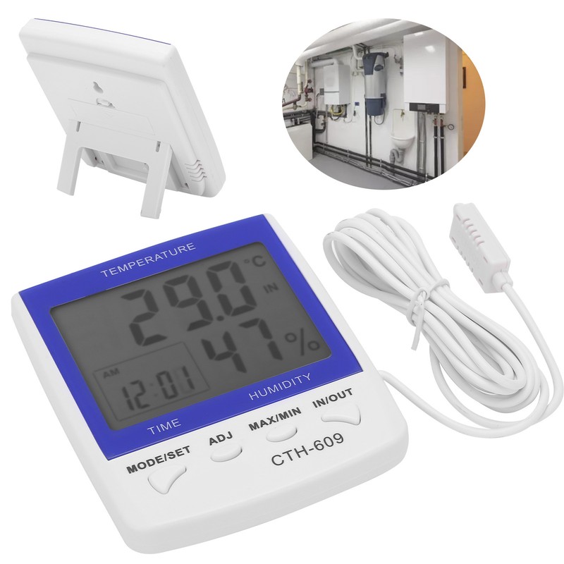 CTH‑609 Digital Thermometer Hygrometer Wall Mounted Temperature Humidity Meter for